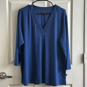 Banana Republic Blue V-Neck Tunic Top Blouse Women’s Size XL